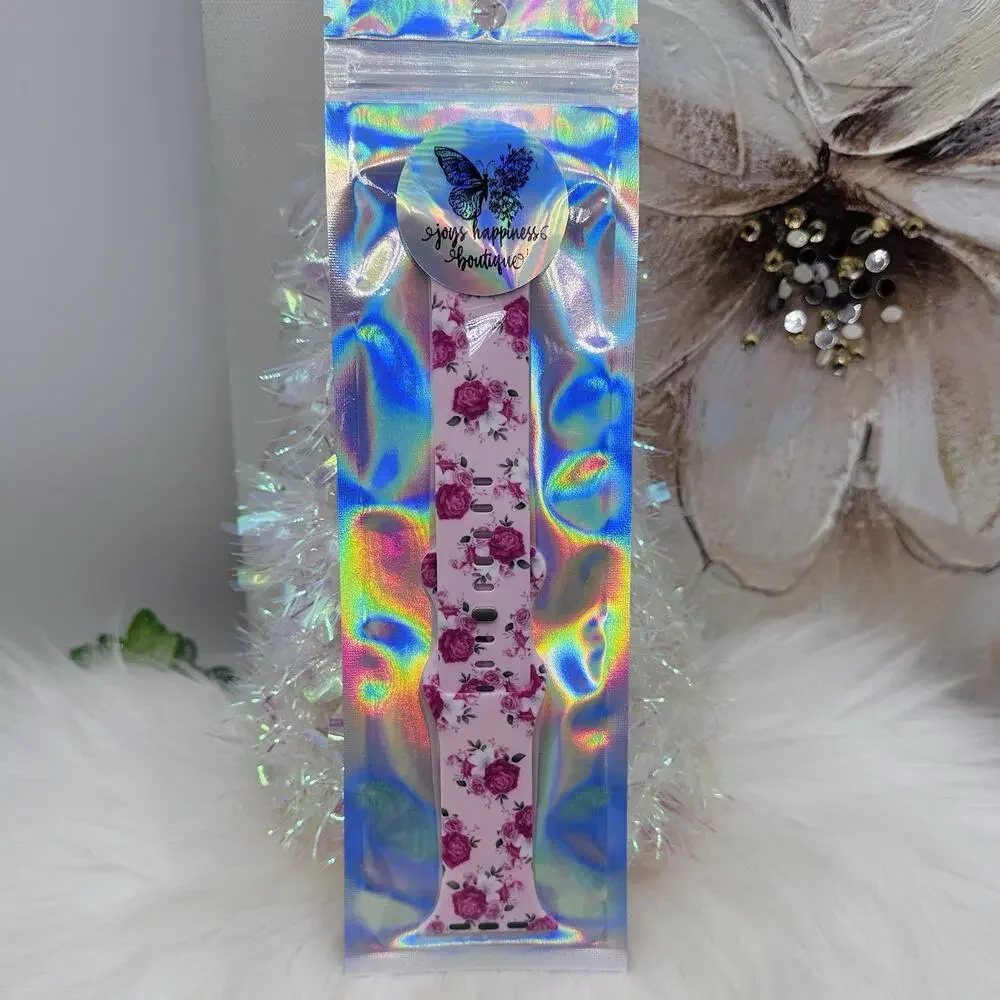 New pink Floral Watch Band For Apple Watch Series 42mm / 44mm / 45mm /49mm